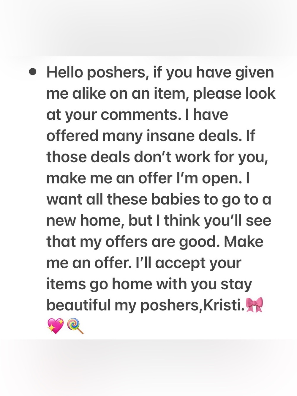 TO MY BEAUTIFUL POSHERS W ACTIVE OFFERS FROM ME, CHECK YOUR COMMENTS INSANE DEAL
